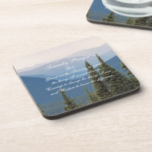 Serenity Prayer Misty Mountains Landscape Beverage Coaster