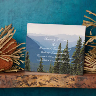 Serenity Prayer Misty Mountains Landscape Plaque