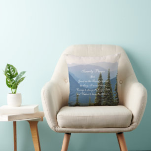 Serenity Prayer Misty Mountains Landscape Throw Pillow
