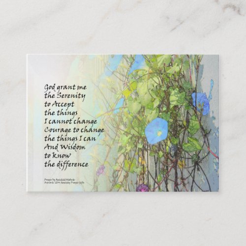 Serenity Prayer Morning Glories and Fence Business Card