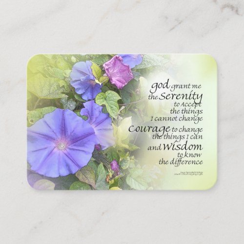 Serenity Prayer Morning Glories Glow Business Card