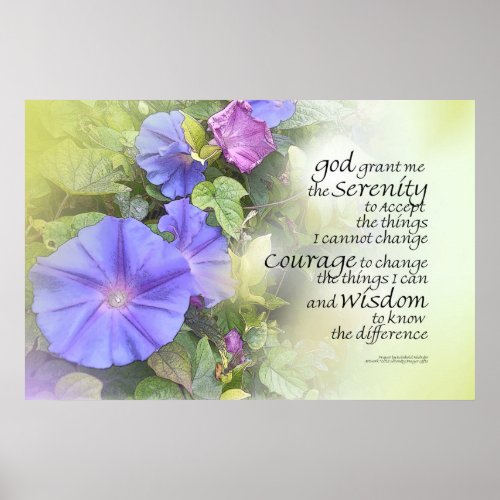 Serenity Prayer Morning Glories Glow Poster