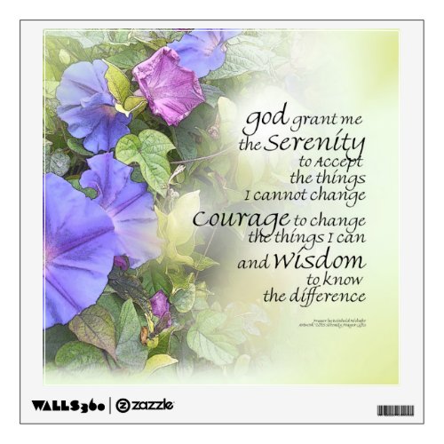 Serenity Prayer Morning Glories Glow Wall Decal