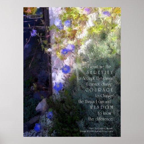 Serenity Prayer Morning Glories Print