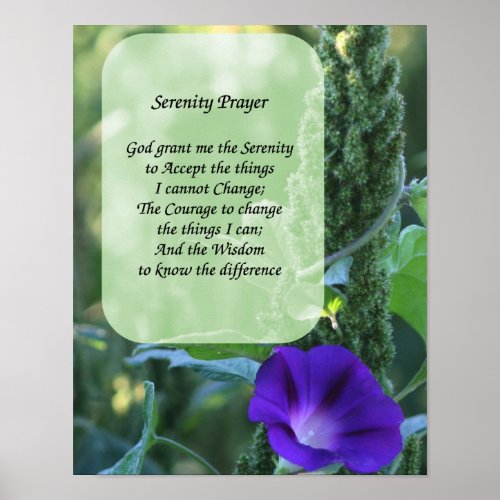 Serenity Prayer Morning Glory Inspirational Poster