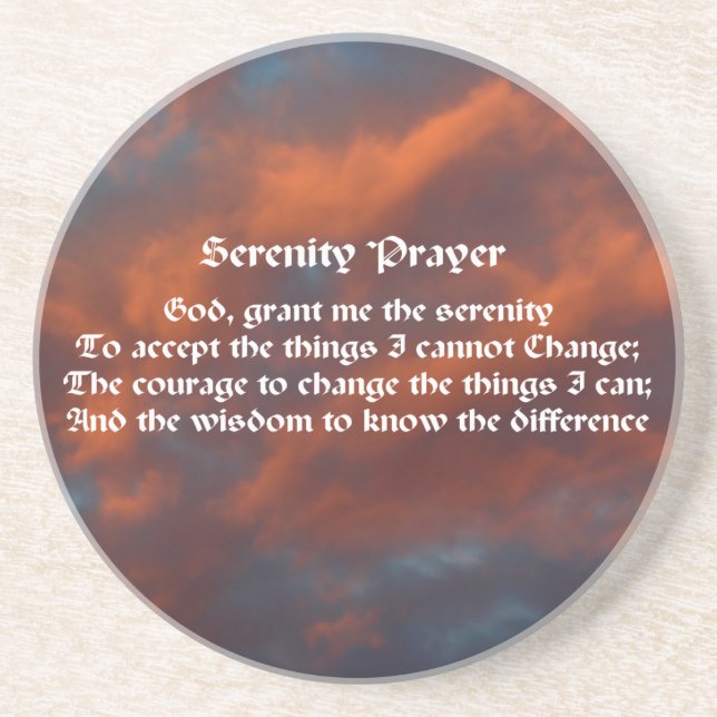 Serenity Prayer Morning Sky Inspirational  Drink Coaster (Front)