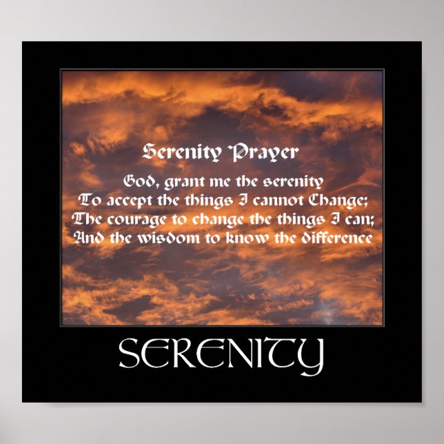 Serenity Prayer Morning Sky Inspirational Poster (Front)