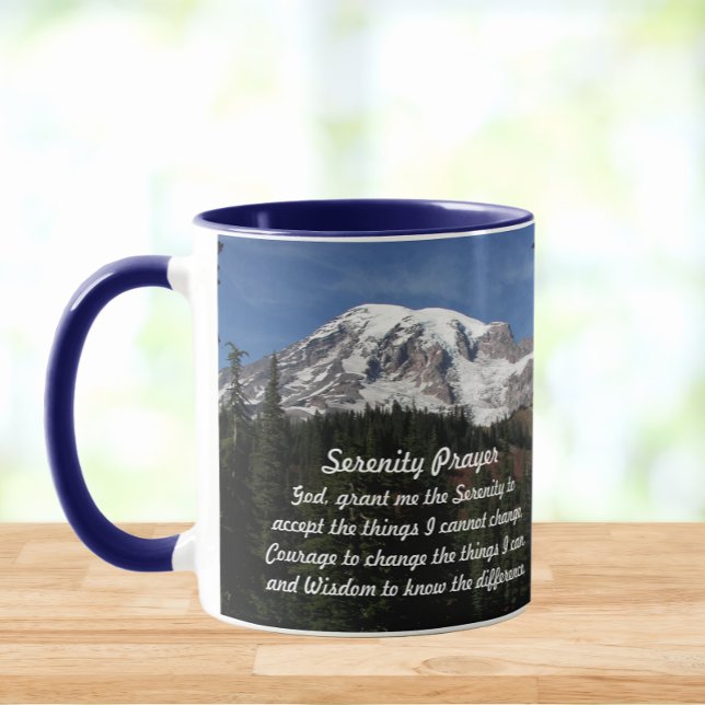 Serenity Prayer Mount Rainier Landscape Mug (In Situ Table)