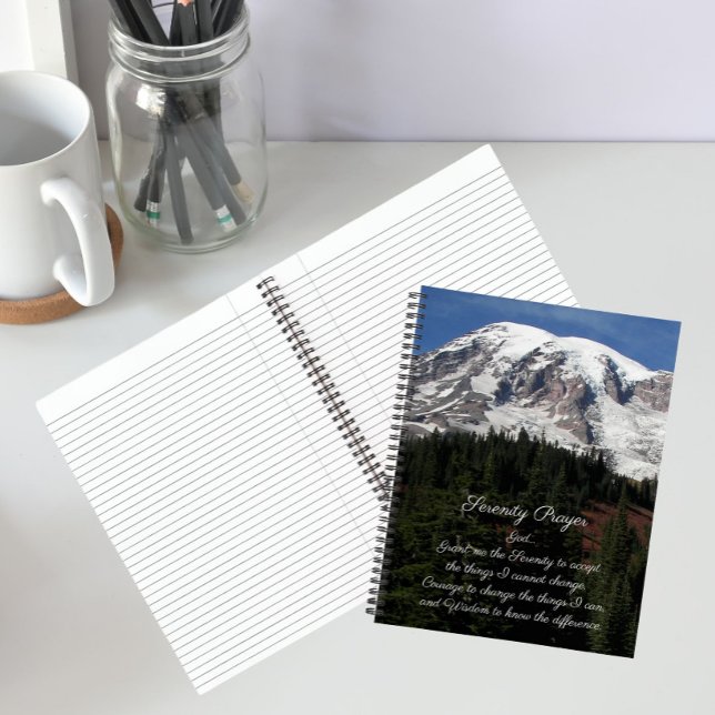 Serenity Prayer Mount Rainier Landscape Notebook (In Situ)