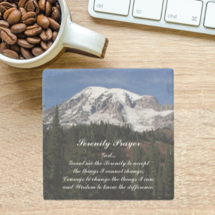 Serenity Prayer Mount Rainier Landscape Stone Coaster