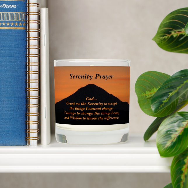Serenity Prayer Mountain Sunset Landscape Scented Candle (Shelf)