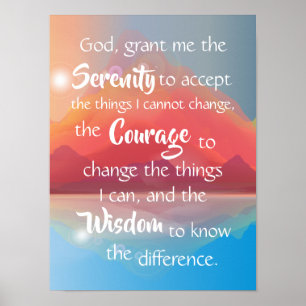 Serenity Prayer Mountain Sunset Sunrise Wall Poster