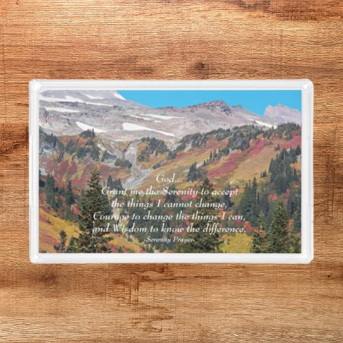 Serenity Prayer Mountain Valley Landscape Acrylic Tray