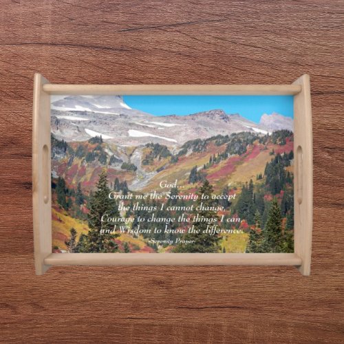 Serenity Prayer Mountain Valley Landscape Serving Tray