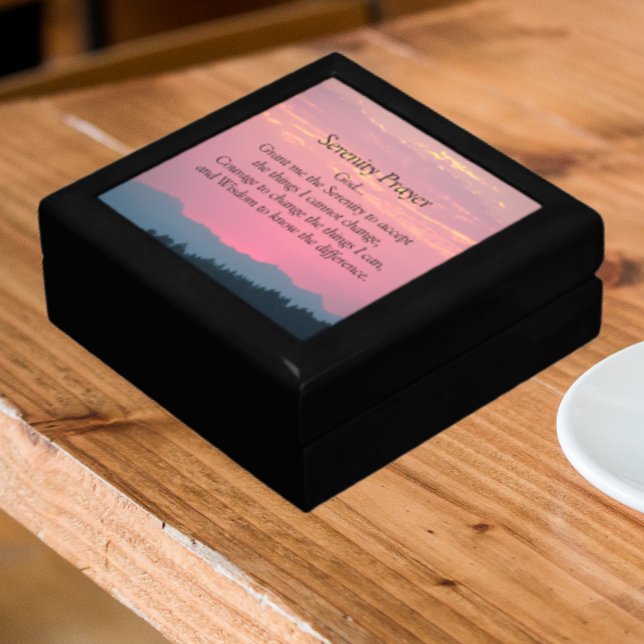 Serenity Prayer Mountains and Pink Sunset Gift Box (In Situ Angled)
