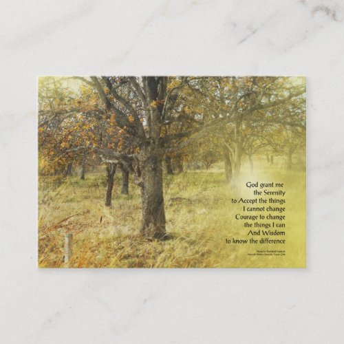 Serenity Prayer Oak Grove Business Card