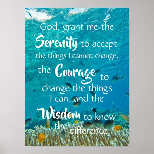 Serenity Prayer Ocean Fish Meditation  Poster