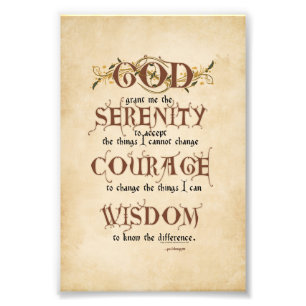 Serenity Prayer: Old English Antique, Recovery Photo Print