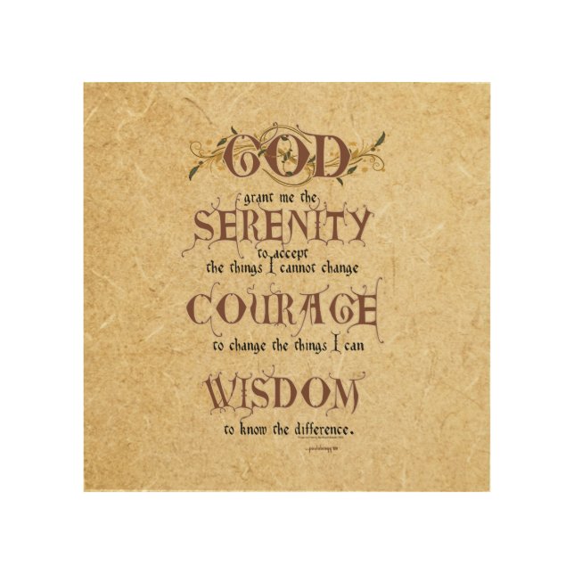 Serenity Prayer: Old English Antique, Strength/Rec Wood Wall Decor (Front)