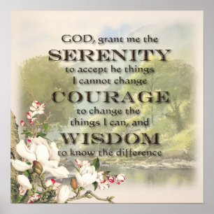 Serenity Prayer on Calming Background Poster