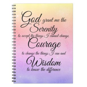 Serenity Prayer on lace multicolored notebook