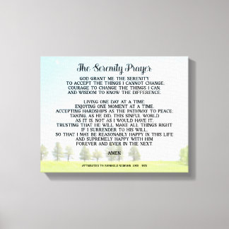 Serenity Prayer On Peaceful Landscape Art Canvas Print