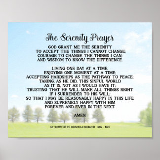 Serenity Prayer On Peaceful Landscape Art Poster