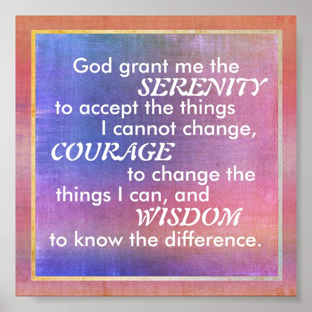 Serenity prayer on watercolor purple and blue   poster (Front)