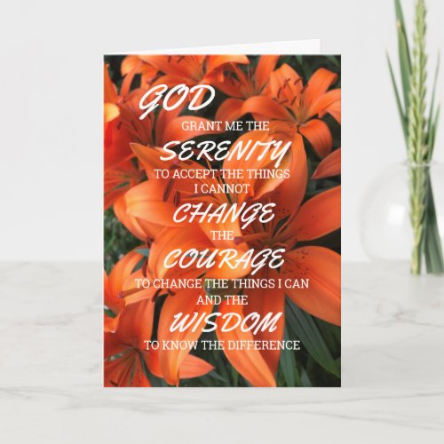 Serenity Prayer Orange Floral Photo Card