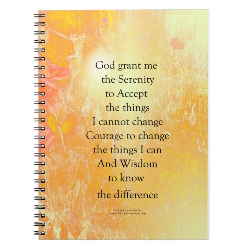 Serenity Prayer Orange Poppy Garden Glow Notebook