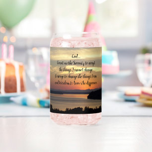 Serenity Prayer Orange Seascape Sunset Can Glass