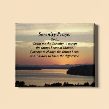 Serenity Prayer Orange Seascape Sunset Canvas Print by northwestphotos at Zazzle