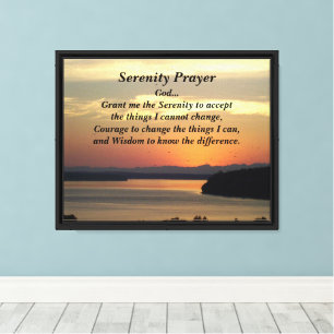 Serenity Prayer Orange Seascape Sunset Canvas Print
