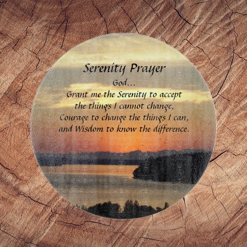 Serenity Prayer Orange Seascape Sunset Cutting Board