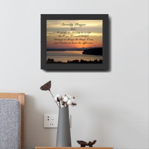 Serenity Prayer Orange Seascape Sunset Framed Art