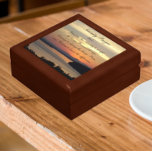 Serenity Prayer Orange Seascape Sunset Keepsake Box<br><div class="desc">Store trinkets,  jewelry and other small keepsakes in this wooden gift box with ceramic tile that features the photo image of an orange seascape sunset along with the inspirational words of the Serenity Prayer. Select your gift box size and wood color.</div>