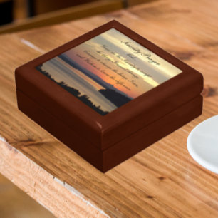 Serenity Prayer Orange Seascape Sunset Keepsake Box
