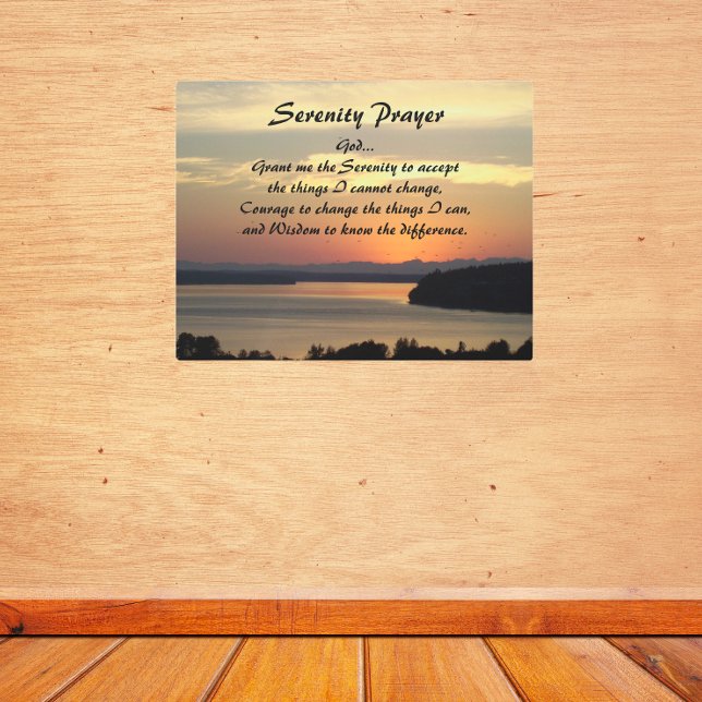 Serenity Prayer Orange Seascape Sunset Metal Print (In Situ)