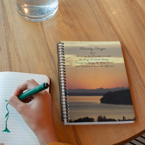 Serenity Prayer Orange Seascape Sunset Notebook