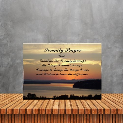 Serenity Prayer Orange Seascape Sunset Photo Block
