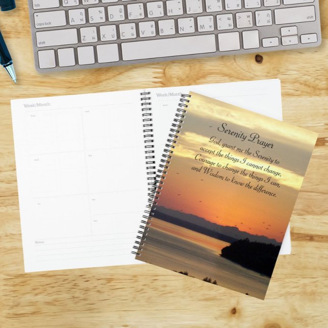 Serenity Prayer Orange Seascape Sunset Planner (In Situ)
