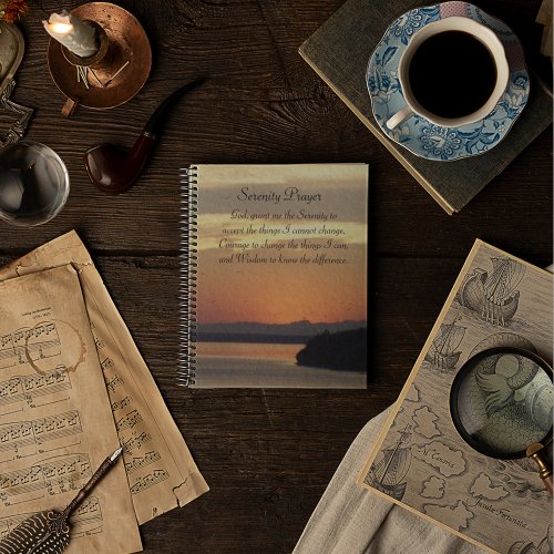 Serenity Prayer Orange Seascape Sunset Planner