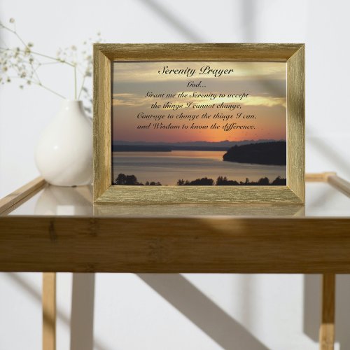 Serenity Prayer Orange Seascape Sunset Poster