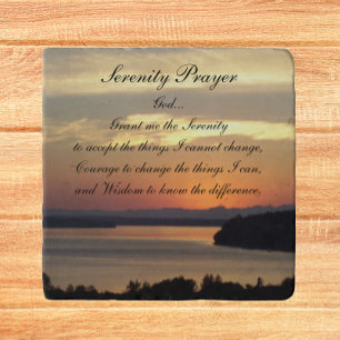 Serenity Prayer Orange Seascape Sunset Trivet