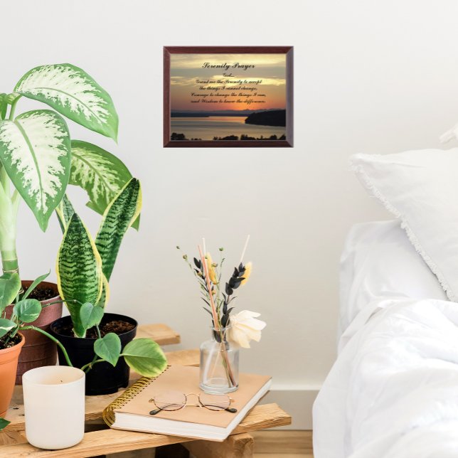 Serenity Prayer Orange Seascape Sunset Wall Plaque (In Situ)