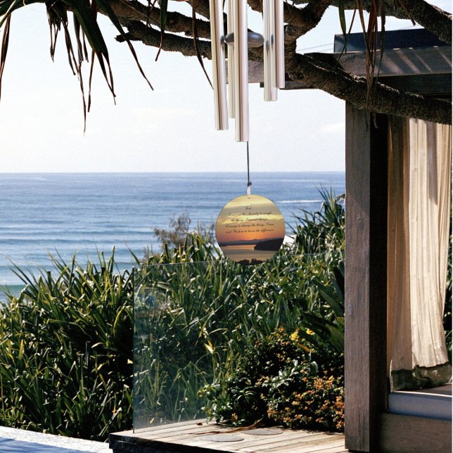 Serenity Prayer Orange Seascape Sunset Wind Chime (In Situ Patio)