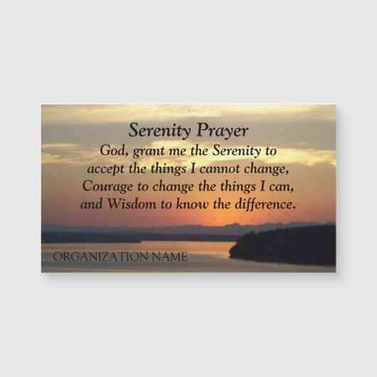 Serenity Prayer Orange Sunset Business Card (Front)