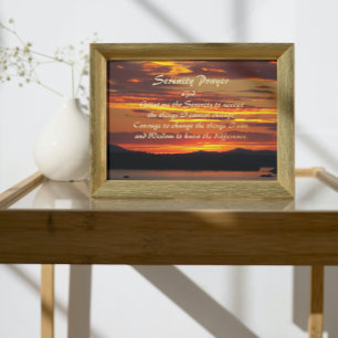 Serenity Prayer Orange Sunset Landscape Foil Prints