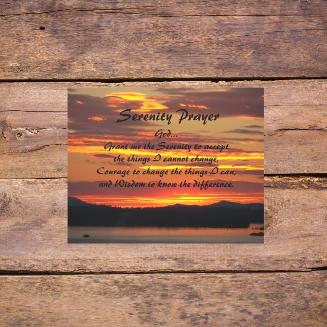 Serenity Prayer Orange Sunset Landscape Metal Print (In Situ)