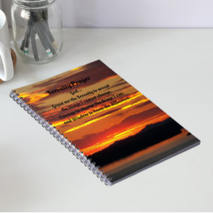 Serenity Prayer Orange Sunset Landscape Notebook
